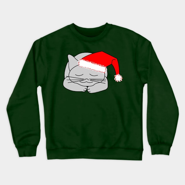 Santa Cap Cat Crewneck Sweatshirt by Barthol Graphics